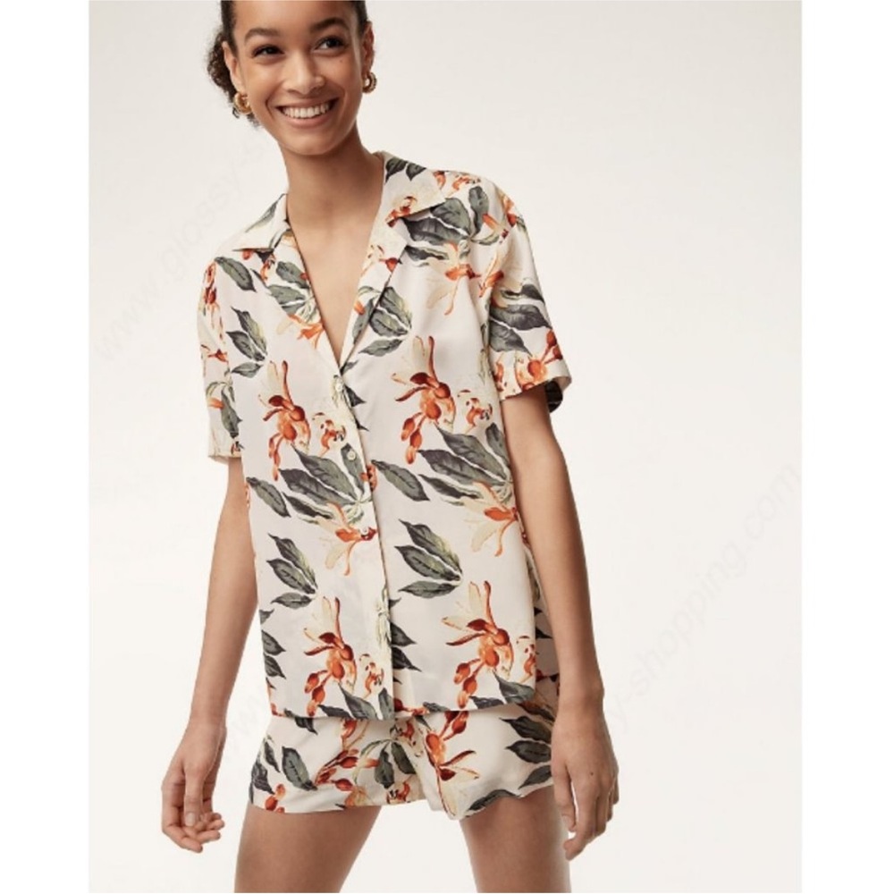 Babaton Aritzia Silk Shorts Blouse Matching Set
